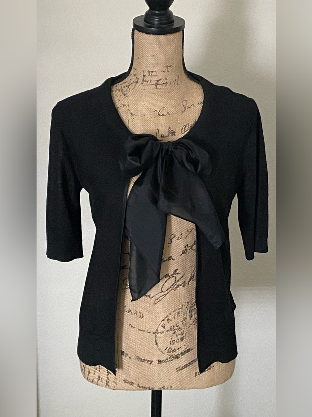 DKNY Silk Black Knit Coverup Top, Sz Small Petite